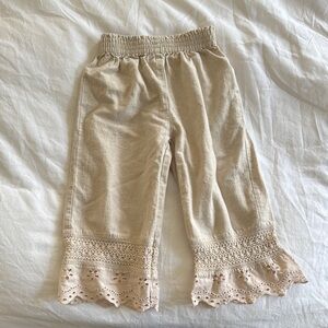 Zara Kids Tan Lace Trim Pants, Size 3 Year
